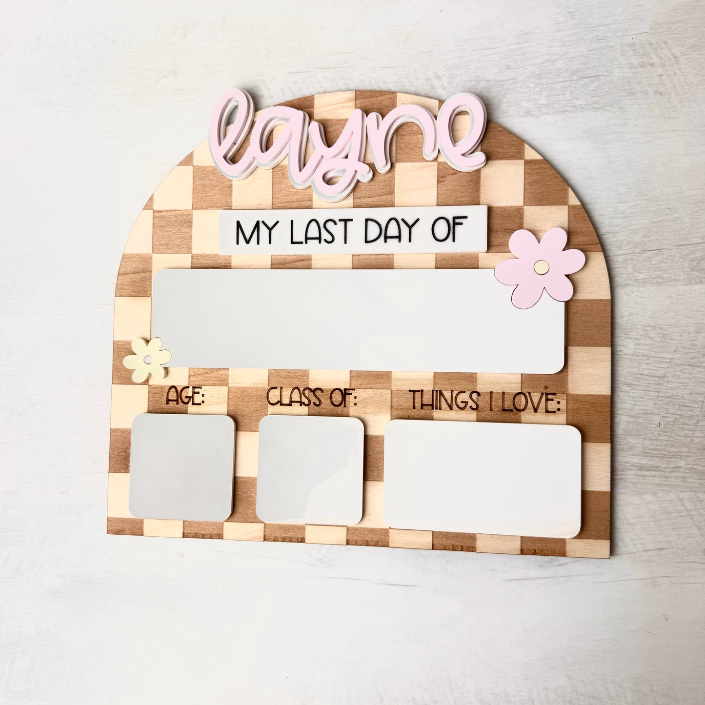 Checkered Floral First/Last Day of School sign