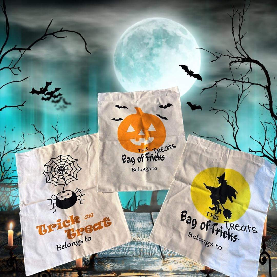 Personalized Halloween Trick or Treat Bags with handle