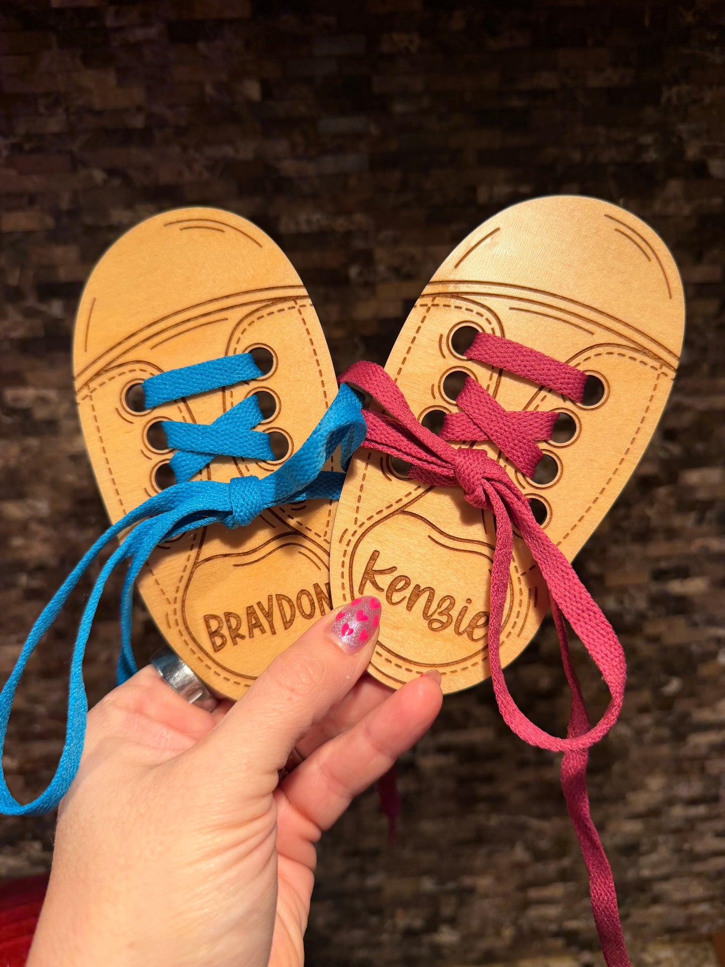 Personalized Wooden Lace Up Shoe