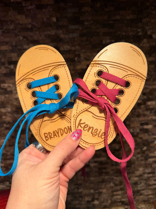 Personalized Wooden Lace Up Shoe