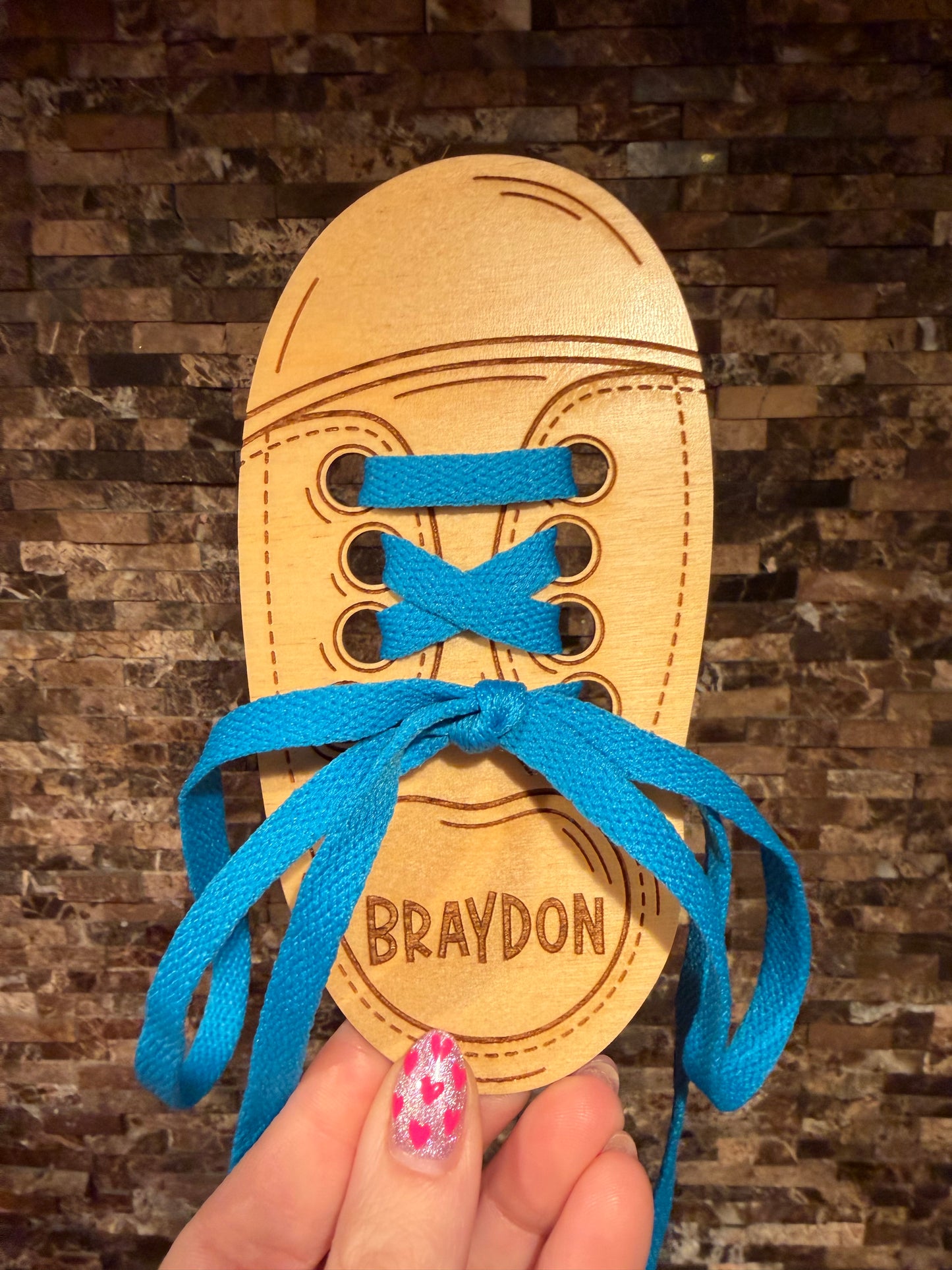 Personalized Wooden Lace Up Shoe