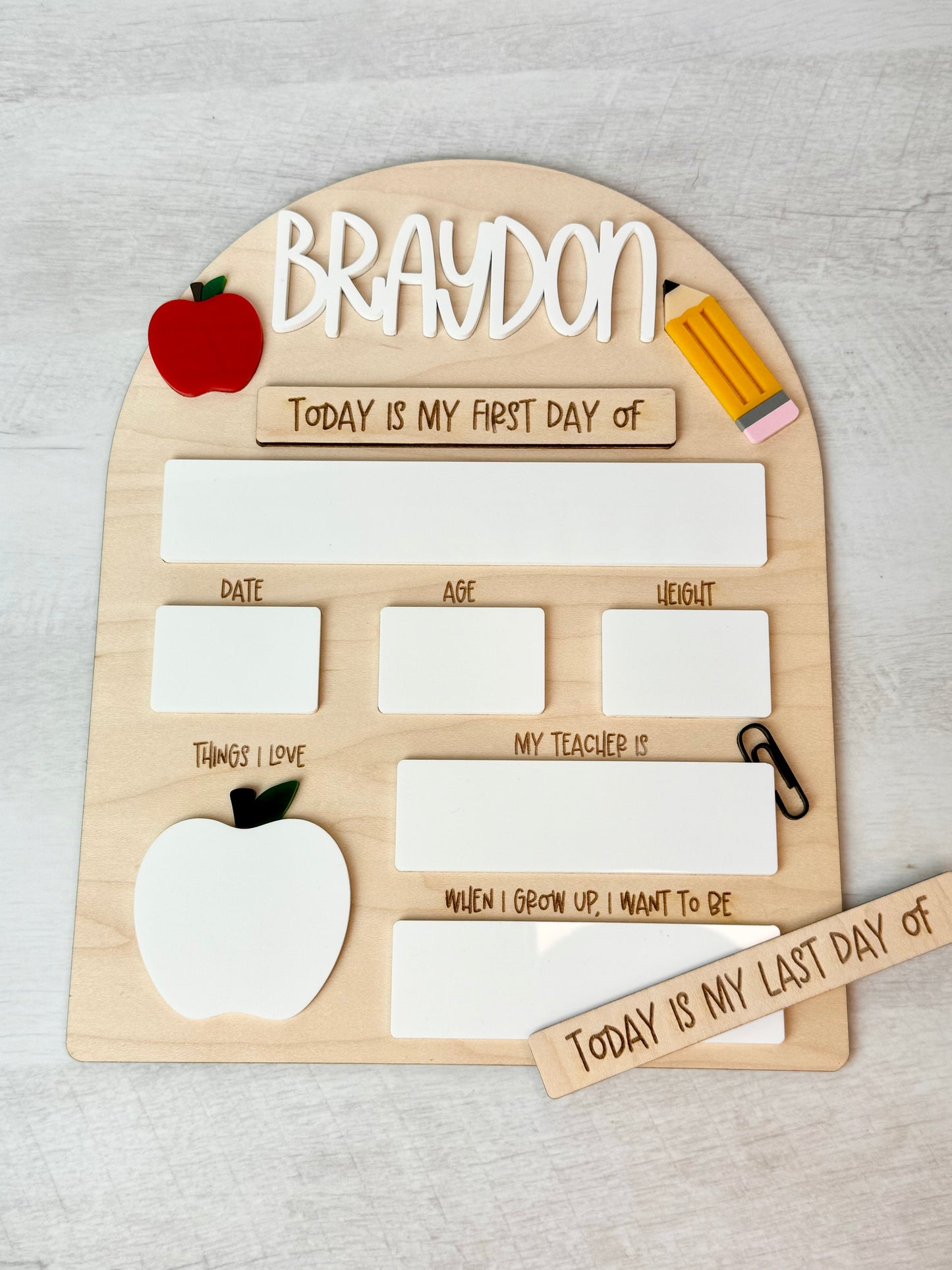 Apple & Pencil First/Last Day of School sign