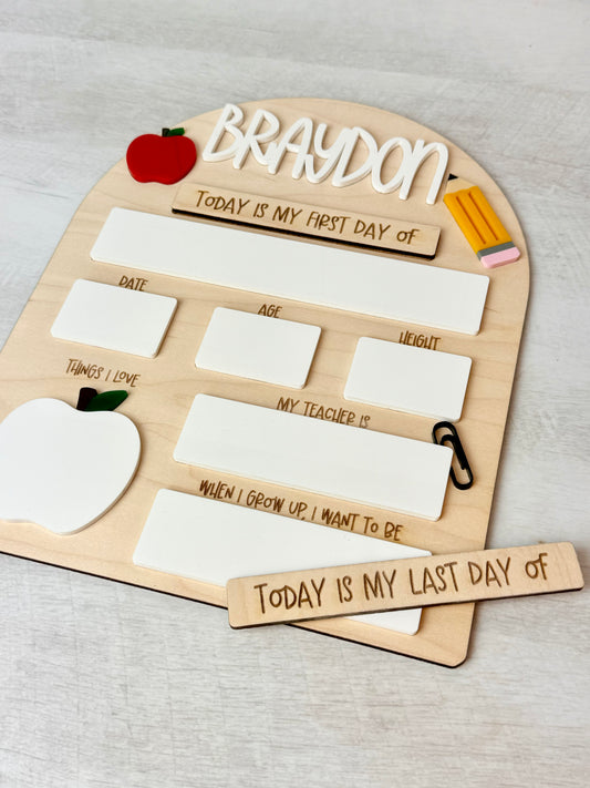 Apple & Pencil First/Last Day of School sign