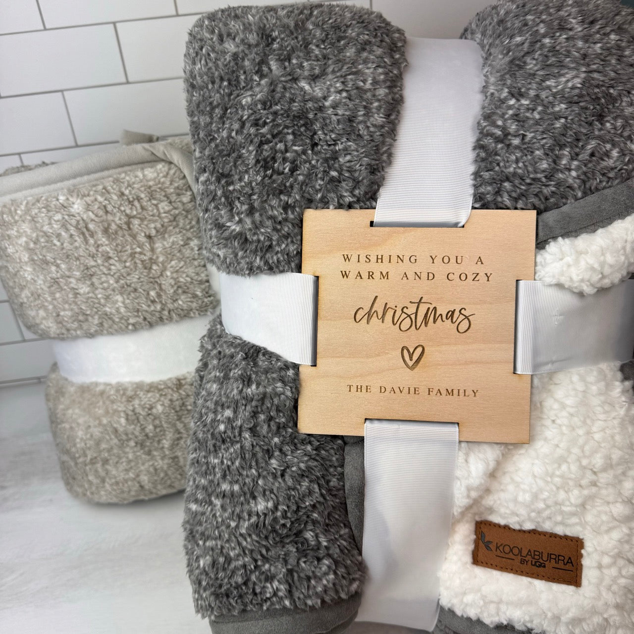 Comfy UGG Blanket with Wooden Gift Tag